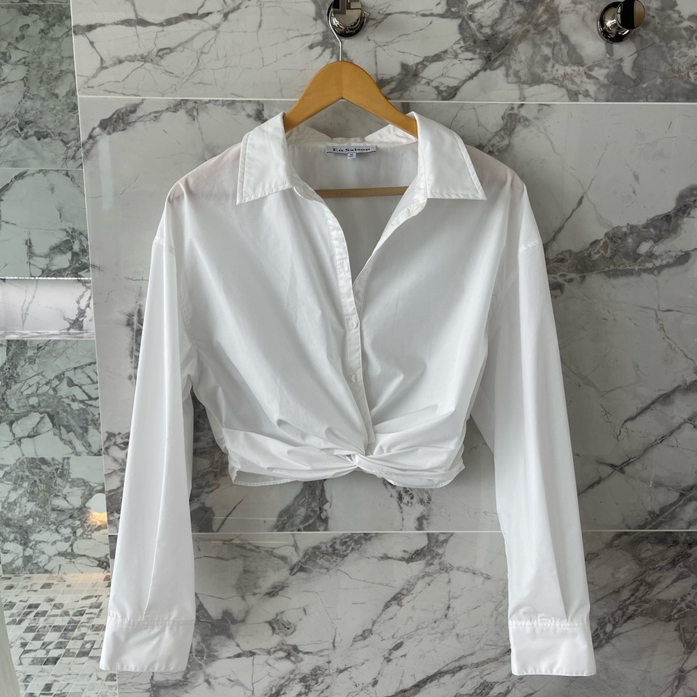 White cropped blouse